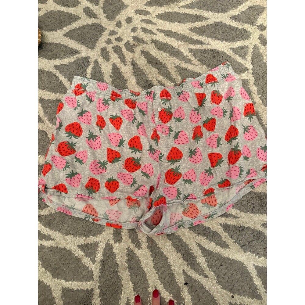 Gray and Pink Victoria’s Secret Pink Strawberry Lounge Pajama Shorts